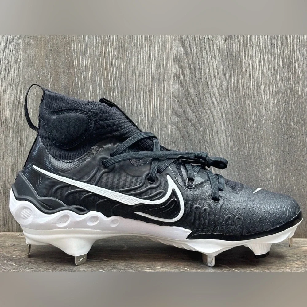 NIKE ALPHA HUARACHE NXT METAL BASEBALL CLEATS BLACK/WHITE NWOB Size 14
